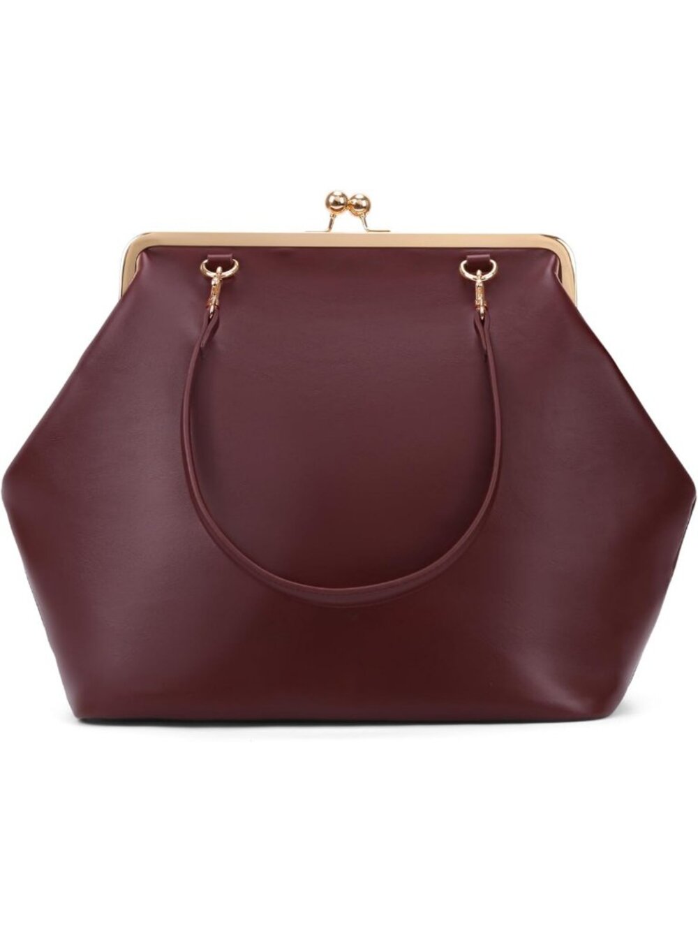 Chic Large Women's Kiss Lock Tote Bag - PU Leather Top Handle Clutch & Shoulder